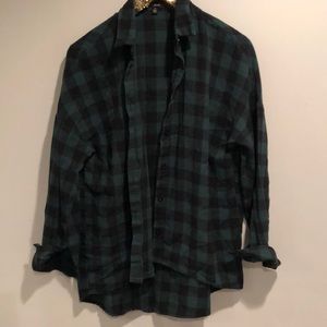 green & black flannel shirt